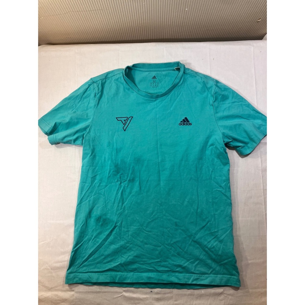 Adidas Men Aqua Teal Short Sleeve T Shirt Logo Graphic Athletic Size Medium